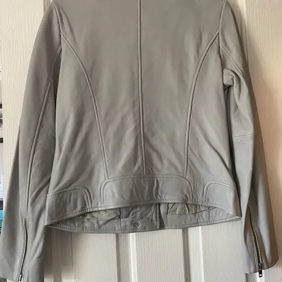 Lamb skin grey leather jacket